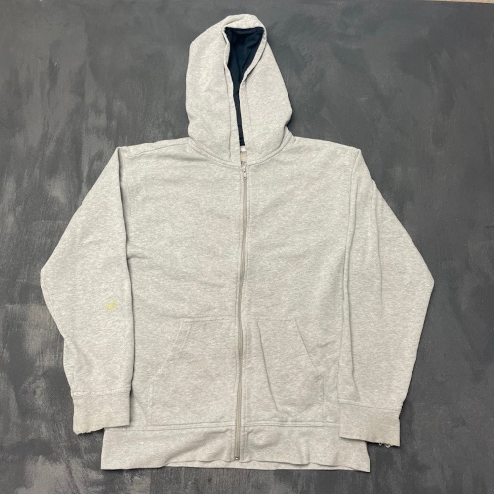 Vintage Ribbed Full Zip Hoodie Men Large Grey 2000s Old Navy
